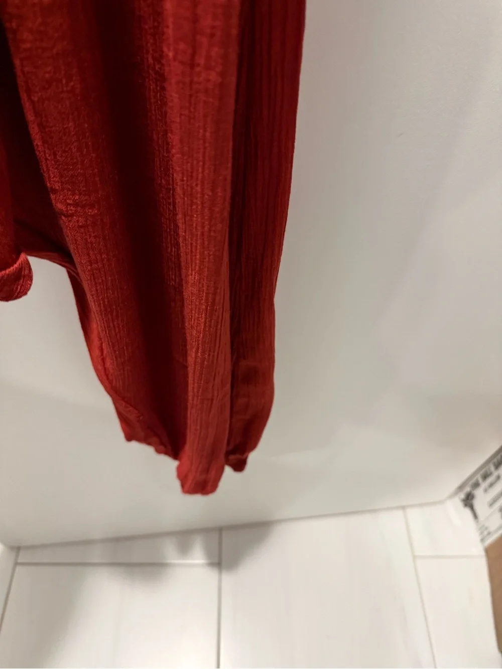 HALARA Rust Red Strapless Smocked Jumpsuit